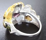 Скульптурное серебряное кольцо с самоцветами
