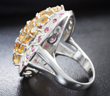 Великолепное серебряное кольцо с цитринами и сапфирами Серебро 925