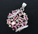 Превосходный серебряный комплект с розовыми турмалинами Серебро 925