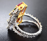 Серебряное кольцо с рубинами, диопсидами и цаворитом Серебро 925