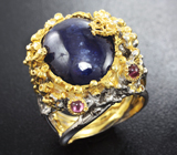 Серебряное кольцо с крупным синим сапфиром Серебро 925