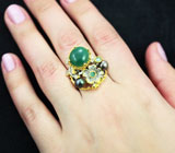 Серебряное кольцо с хризопразом, цветным жемчугом и изумрудами Серебро 925