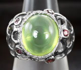 Серебряное кольцо с пренитом и родолитами Серебро 925