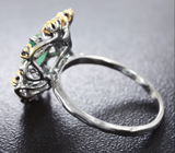 Серебряное кольцо с изумрудами, цаворитами и синими сапфирами Серебро 925
