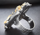 Серебряное кольцо c цветным жемчугом и сапфиром Серебро 925