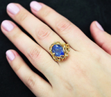 Золотое кольцо с танзанитом топового цвета 5,89 карат и бриллиантами Золото
