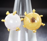 Серебряное кольцо с агатом и морганитом Серебро 925