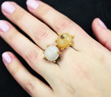 Серебряное кольцо с агатом и морганитом Серебро 925