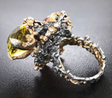 Серебряное кольцо с цитрином, пурпурным сапфиром и зеленым аметистом