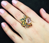 Серебряное кольцо с розовым турмалином и гранатами Серебро 925