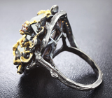 Серебряное кольцо с грубообработанным топазом и гранатами Серебро 925