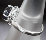 Серебряное кольцо cо звездчатым сапфиром и черными шпинелями Серебро 925