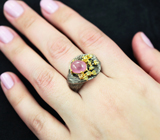 Серебряное кольцо с розовым сапфиром и перидотами! Серебро 925