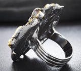 Серебряное кольцо с цветным жемчугом и сапфиром Серебро 925