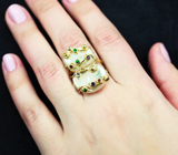 Золотое кольцо с морской жемчугом барокко 21,1 карат и самоцветами Золото