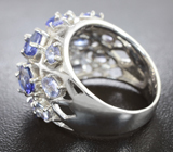Эффектное cеребряное кольцо с танзанитами Серебро 925