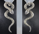 Серебряный комплект «Змейки» с марказитами Серебро 925