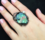 Серебряное кольцо с цветным жемчугом барокко, белым жемчугом и диопсидами Серебро 925