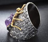 Серебряное кольцо «Паук» с необработанным аметистом Серебро 925