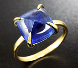 Золотое кольцо с насыщенно-синим сапфиром 6,34 карат Золото