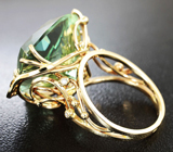 Золотое кольцо с роскошным зеленым аметистом 21,17 карат и бриллиантами Золото