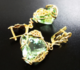 Золотые серьги с роскошными зелеными аметистами 27,06 карат и бриллиантами Золото