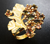 Золотое кольцо с андалузитами 3,89 карат и бриллиантами Золото