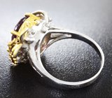 Серебряное кольцо с аметистом и гранатами
