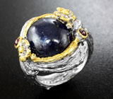 Серебряное кольцо с сапфиром и родолитами Серебро 925