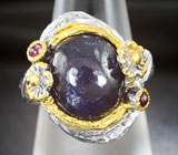 Серебряное кольцо с сапфиром и родолитами Серебро 925