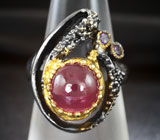 Серебряное кольцо с рубином и аметистами Серебро 925