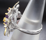 Серебряное кольцо с аметистом и родолитами Серебро 925