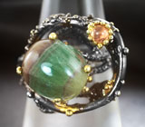 Серебряное кольцо с флюоритом и сапфирами Серебро 925