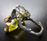 Серебряное кольцо с лимонным цитрином и сапфиром Серебро 925