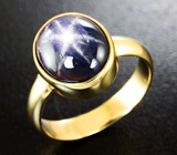 Золотое кольцо со звездчатым сапфиром 6,19 карат Золото