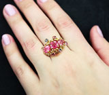 Золотое кольцо с рубеллитом турмалином 1,09 карат и редкими розовыми шпинелями 2,37 карат