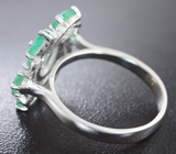 Симпатичное серебряное кольцо с изумрудами Серебро 925