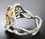 Серебряное кольцо с рубинами и аметистами Серебро 925