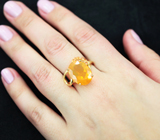 Золотое кольцо с мексиканским огненным опалом 5,98 карат и оранжевыми сапфирами Золото