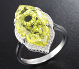 Оригинальное серебряное кольцо с лимонным цитрином авторской огранки Серебро 925
