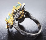 Серебряное кольцо с голубыми топазами, рубином и перидотами Серебро 925
