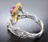 Серебряное кольцо c пренитом, рубином, перидотом, аметистом и синим сапфиром