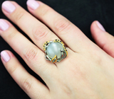 Серебряное кольцо c лунным камнем и синими сапфирами Серебро 925