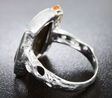 Серебряное кольцо с аммолитом аммонита, цитринами и родолитом Серебро 925