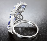 Элегантное серебряное кольцо с насыщенными танзанитами Серебро 925