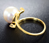 Золотое кольцо с морской жемчужиной 8,56 карат и лейкосапфирами! Исключительный люстр Золото
