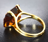 Золотое кольцо с коньячным цитрином авторской огранки 9,79 карат Золото