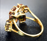 Золотое кольцо с уникальной подборкой андалузитов различных огранок и бриллиантом Золото