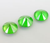 Топовый цвет! Высокая дисперсия! Набор из 3 уральских демантоидов гранатов 0,58 карат 