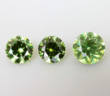 Высокая дисперсия! Набор из 3 уральских демантоидов 1,07 карат 